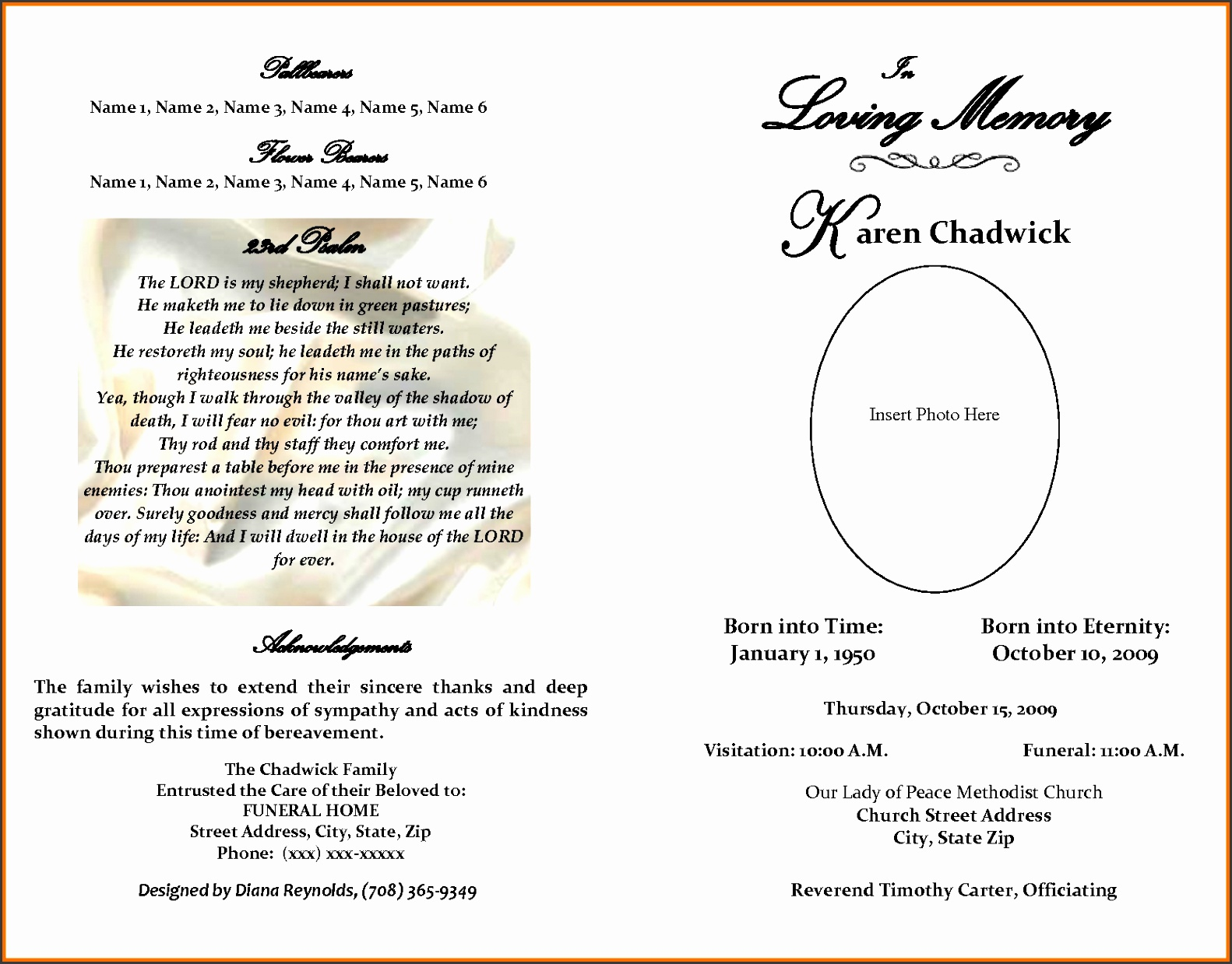 Free Editable Obituary Template Download FREE Printable Online