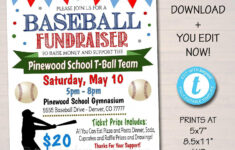 Baseball Team Fundraiser Event Flyer Editable Template Fundraiser