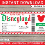 Christmas Disneyland Gift Ticket Template Surprise Disneyland Trip