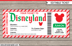 Christmas Disneyland Gift Ticket Template Surprise Disneyland Trip