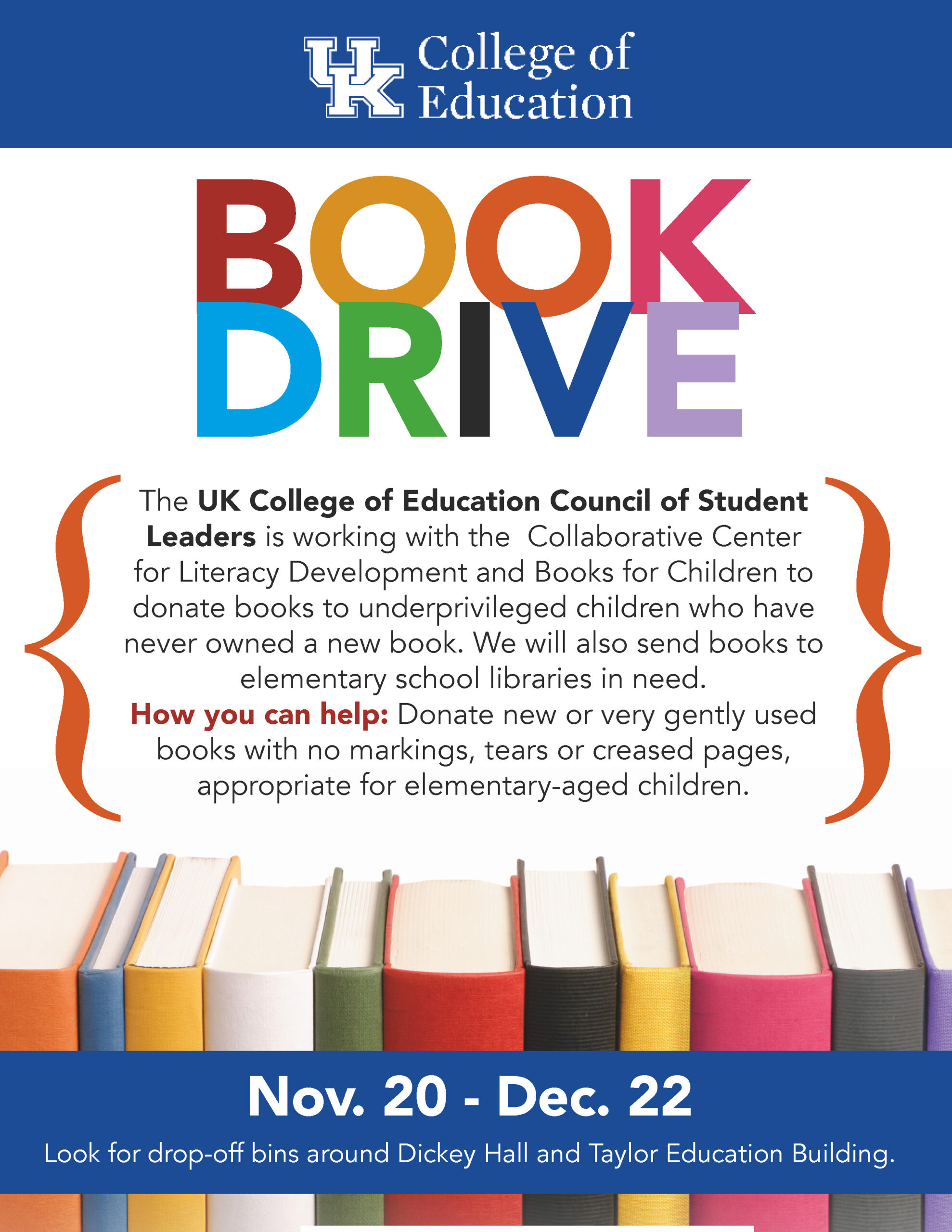Dec 22 College Of Education Book Drive UK College Of Education