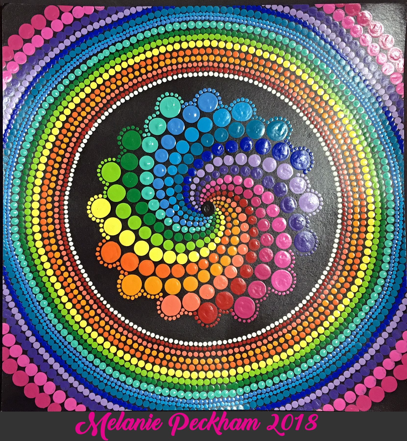 Dot Mandala Rainbow Spiral Mandala Dots Dot Painting Dot Art Painting