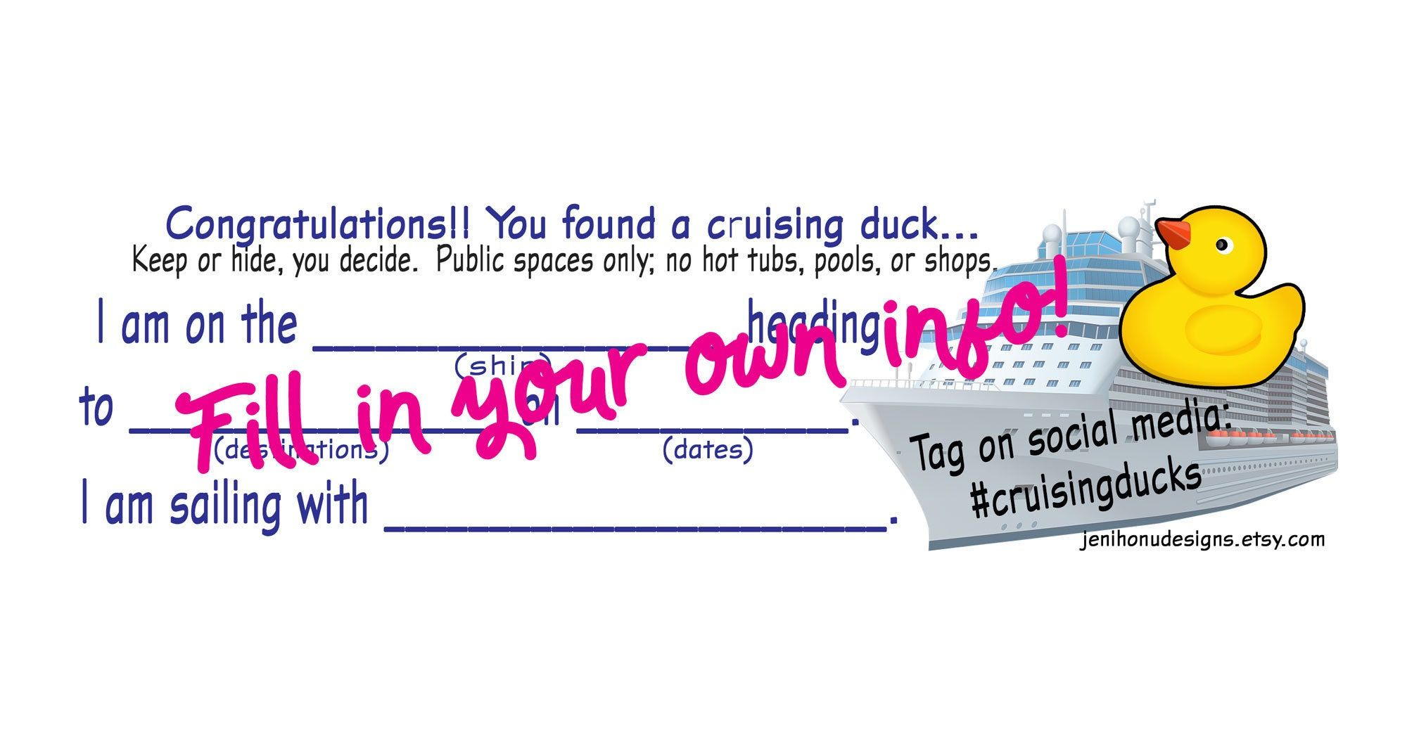Free Printable Cruising Duck Tags Printable Gallery | FREE Printable Online