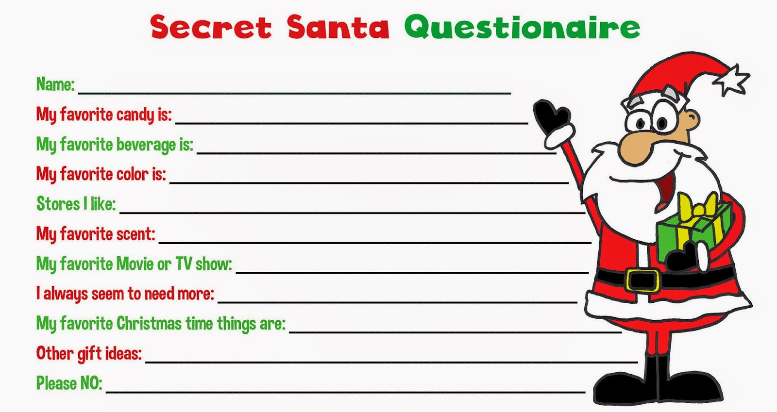 Hannah s Creative Cove Secret Santa Questionnaire