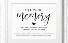 In Loving Memory Wedding Sign Editable Text Personalize