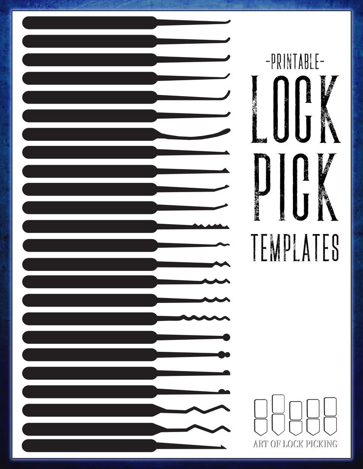 Printable Lock Pick Templates In 2021 Printables Lock Picking Tools 