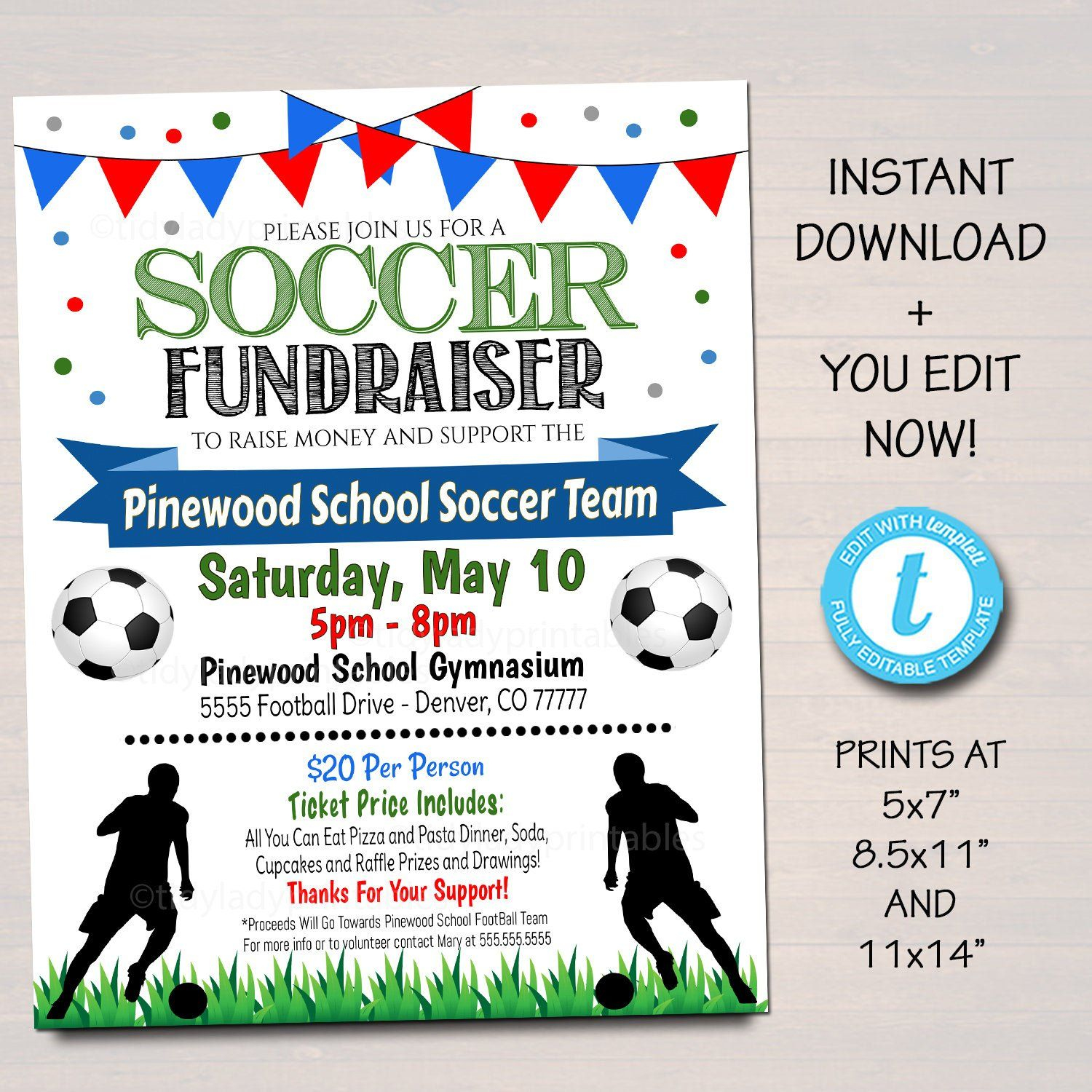 Soccer Fundraiser Flyer Benefit Fundraiser Event Printable Template 