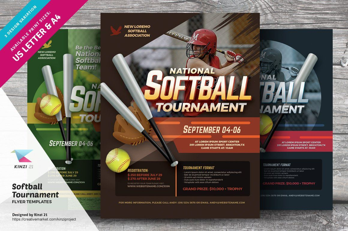 Softball Tournament Flyer Templates By Kinzi21 On creativemarket