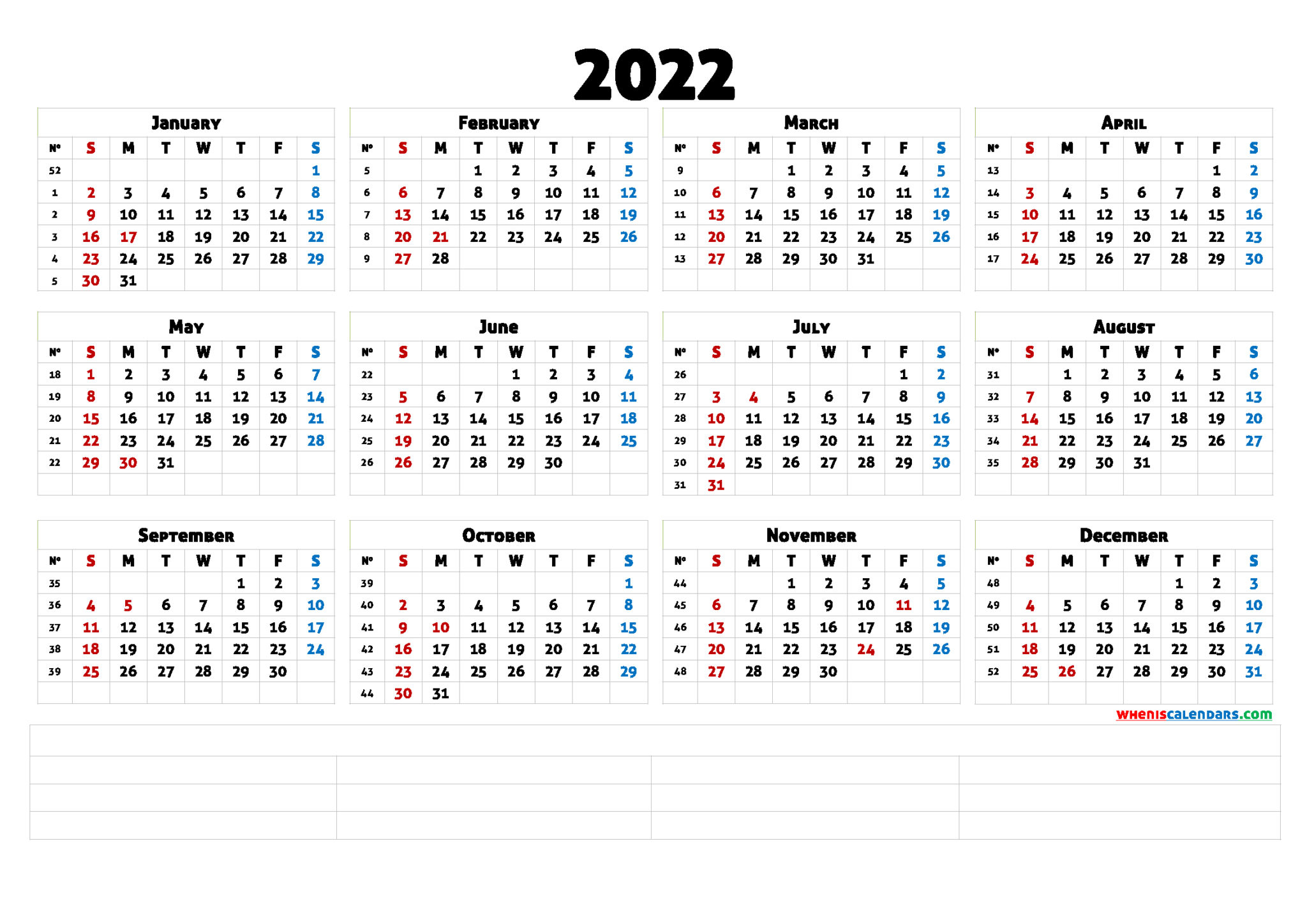 2022 12 Month Calendar Print A Calendars