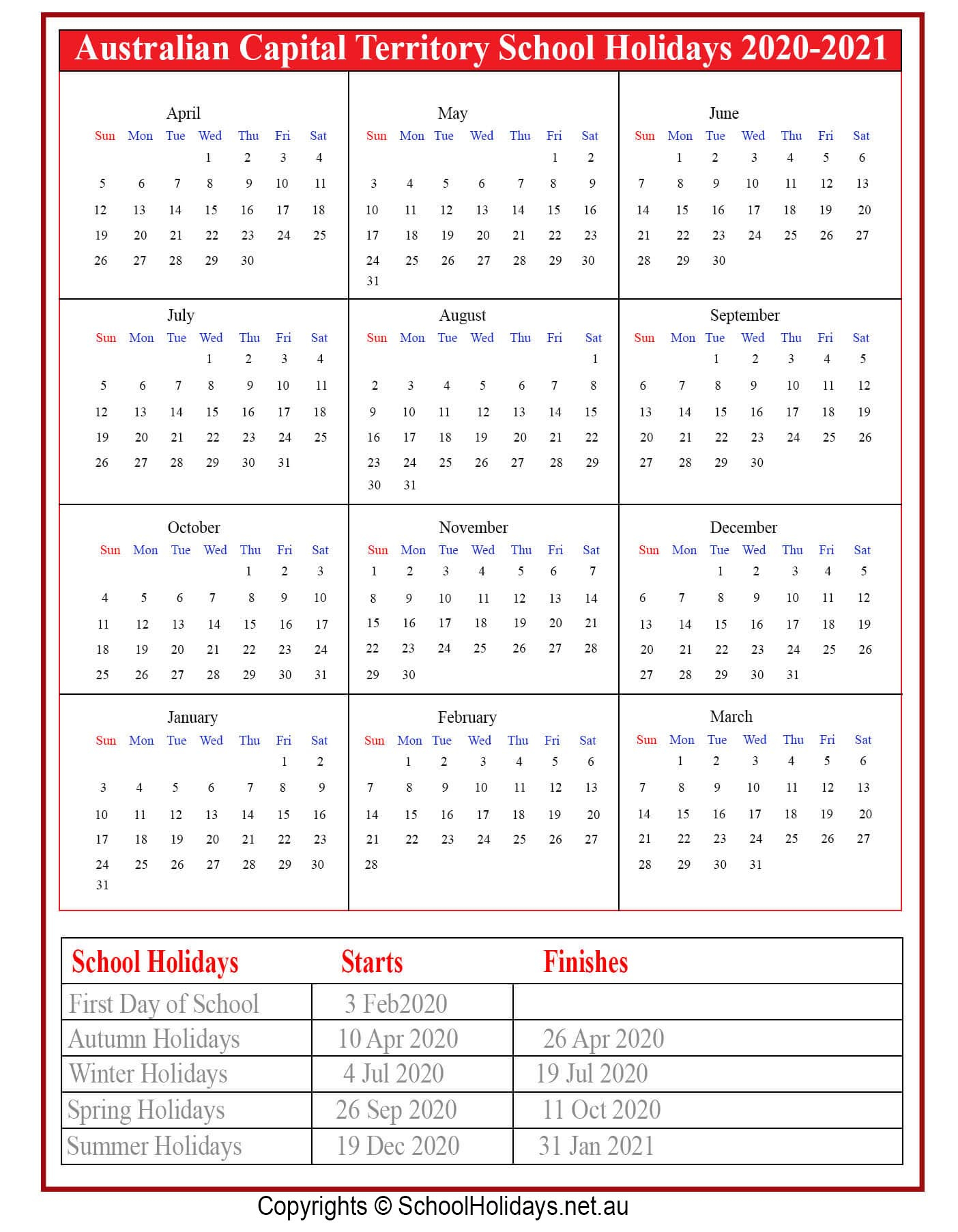 2023 Calendar Qld FREE Printable Online