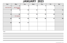 2023 Blank Calendar PDF Free Printable Templates
