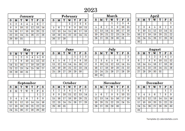 2023 Yearly Calendar Printable Pdf FREE Printable Online