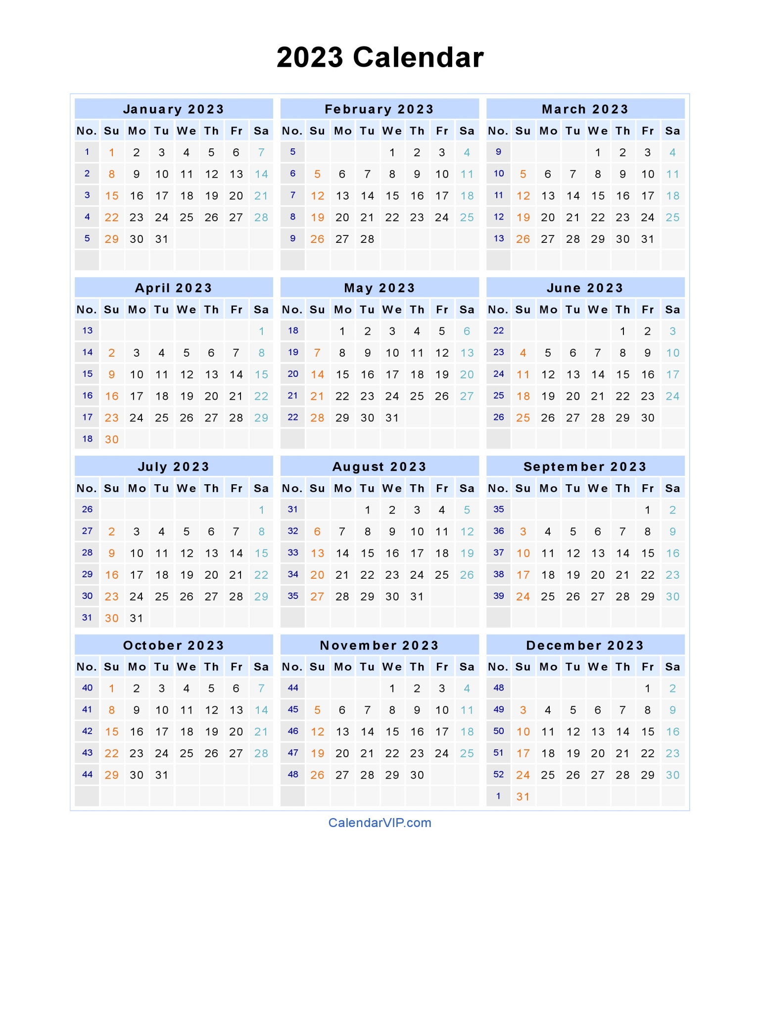 calendar 2023 printable free free printable online