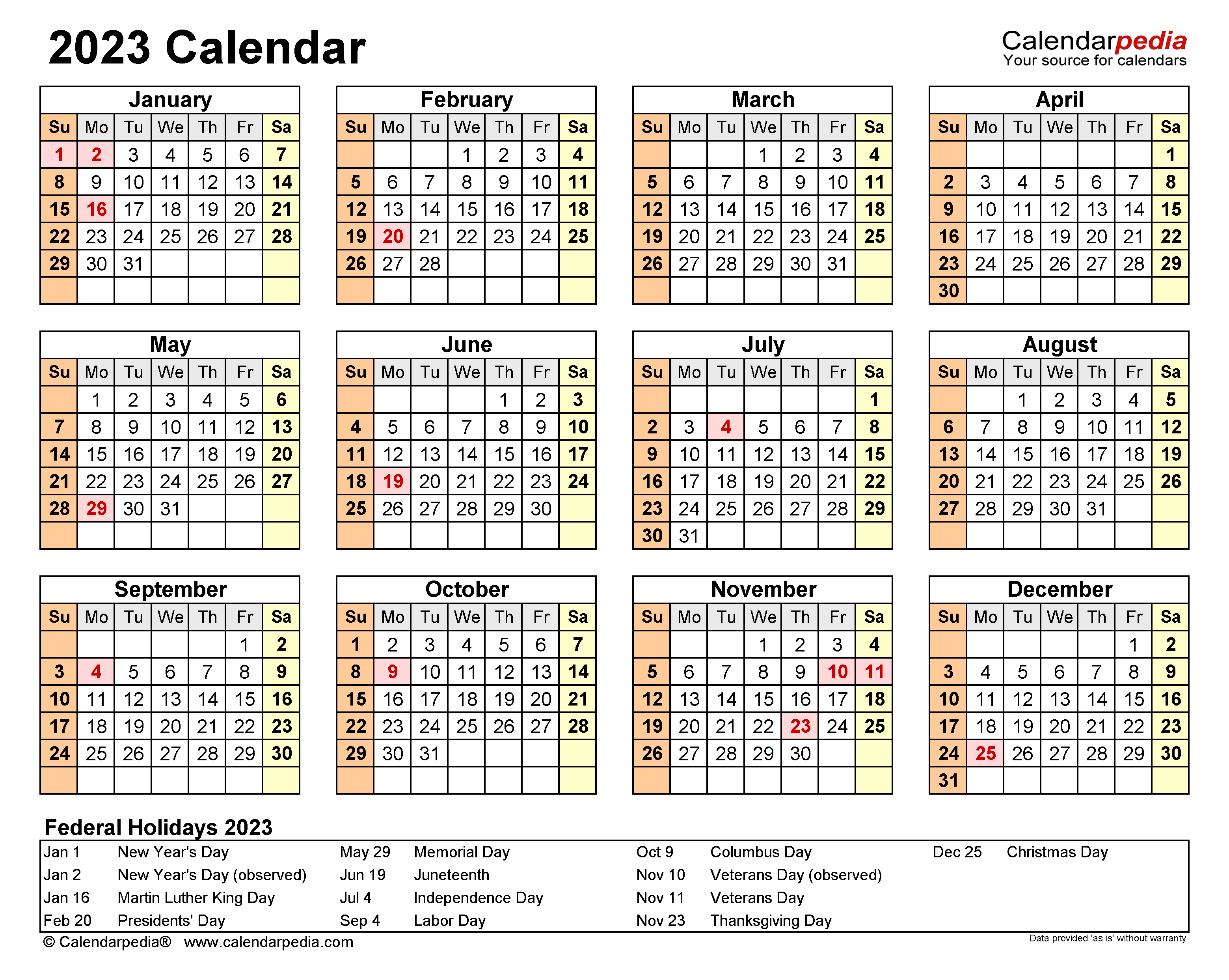 2023 Calendar Free Printable Excel Templates Calendarpedia FREE