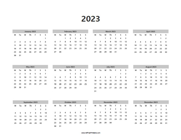 2023 Calendar Free Printable