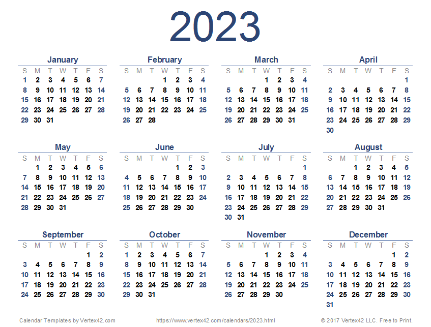 2023 Calendar Templates And Images | FREE Printable Online
