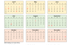 2023 South Africa Calendar With Holidays