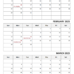 2023 Three Month Calendar Template Free Printable Templates
