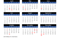 2023 United States Calendar With Holidays