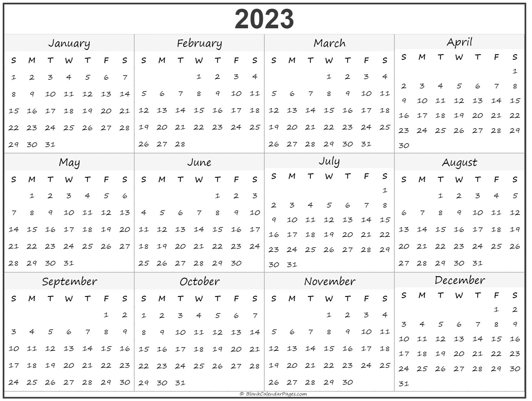 2023 calendar printable pdf free printable online