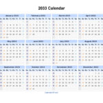 2033 Calendar Blank Printable Calendar Template In PDF Word Excel