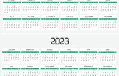 Calendar 2022 And 2023 Template 12 Months Include Holiday Event Stock