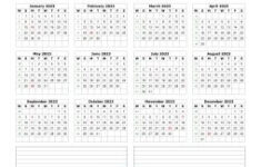 Download Blank Calendar 2023 12 Months On One Page Horizontal