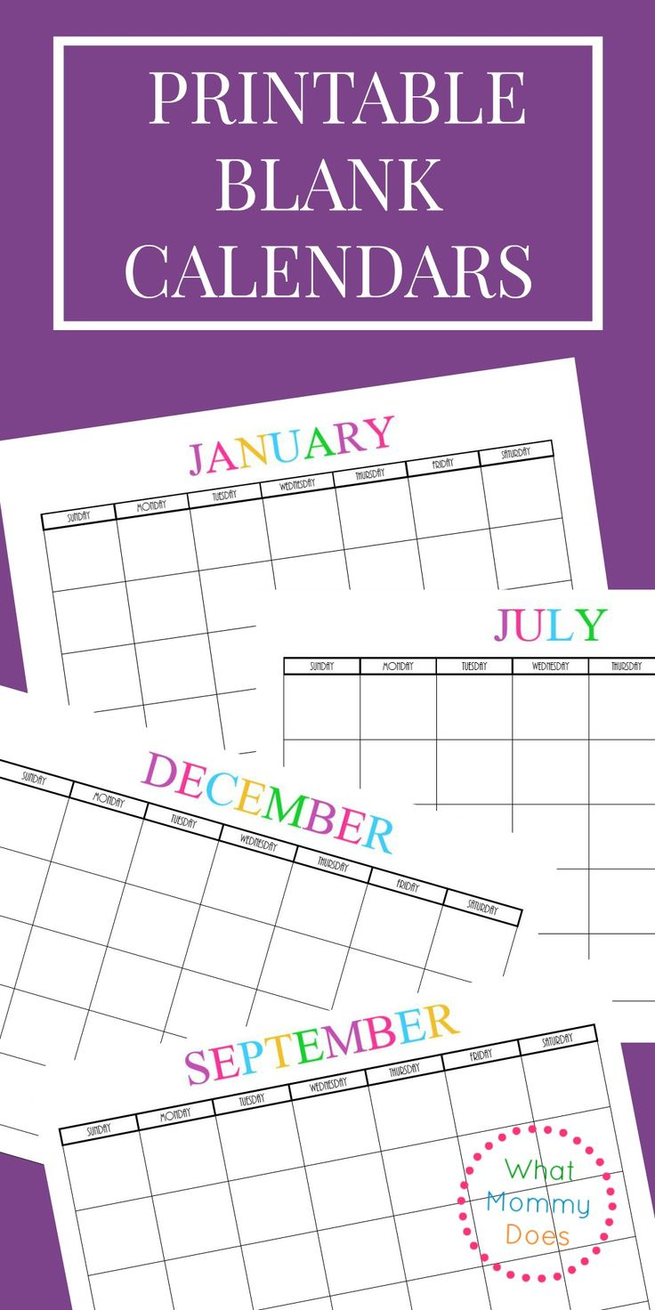 Free Printable Blank Monthly Calendars 2020 2021 2022 2023 