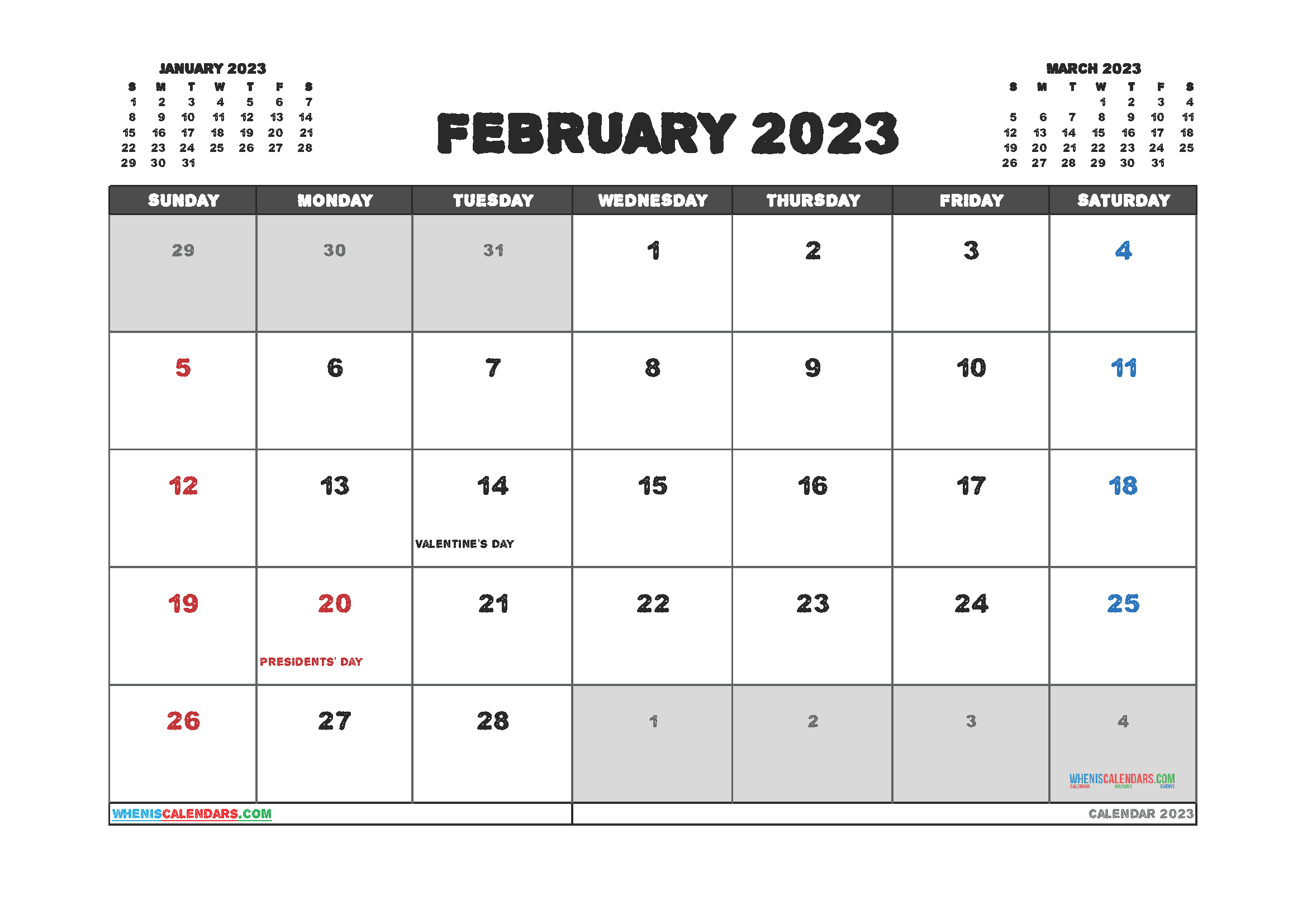 february-calendar-2023-with-holidays-holidaycalendars