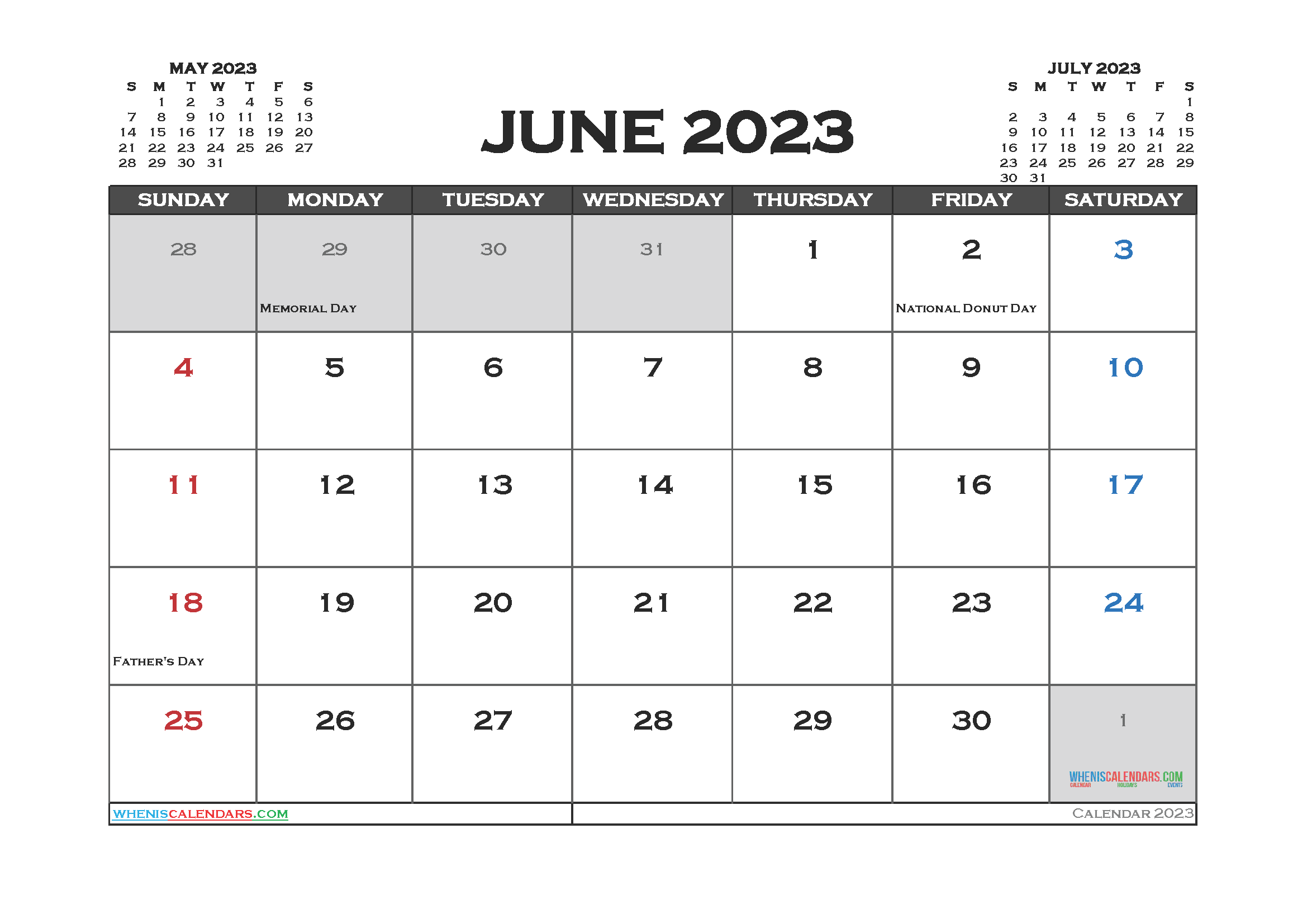 2023 Monthly Calendar FREE Printable Online