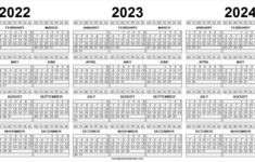 Monday Start Three Year Calendar 2022 2023 And 2024 Free Calendar