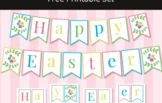 Bright Floral Happy Easter Banner Free Printable For Spring Decor inside Easter Printable Banner