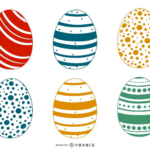 Decorated Colorful Easter Egg Set Vector Download with Printable Easter Eggs Already Colored