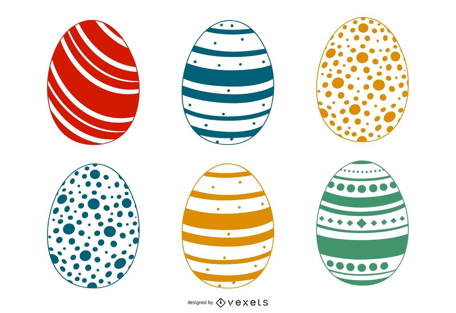 Decorated Colorful Easter Egg Set Vector Download with Printable Easter Eggs Already Colored