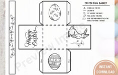 Easter Basket Printable Template For Kids - Coloring Activity throughout Paper Easter Basket Template Printable
