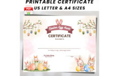 Easter Egg Hunter Printable Certificate, Easter Competition with Printable Easter Bunny Certificate