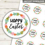 Floral Happy Easter Stickers Printable, Happy Easter Labels, Happy with regard to Printable Happy Easter Stickers