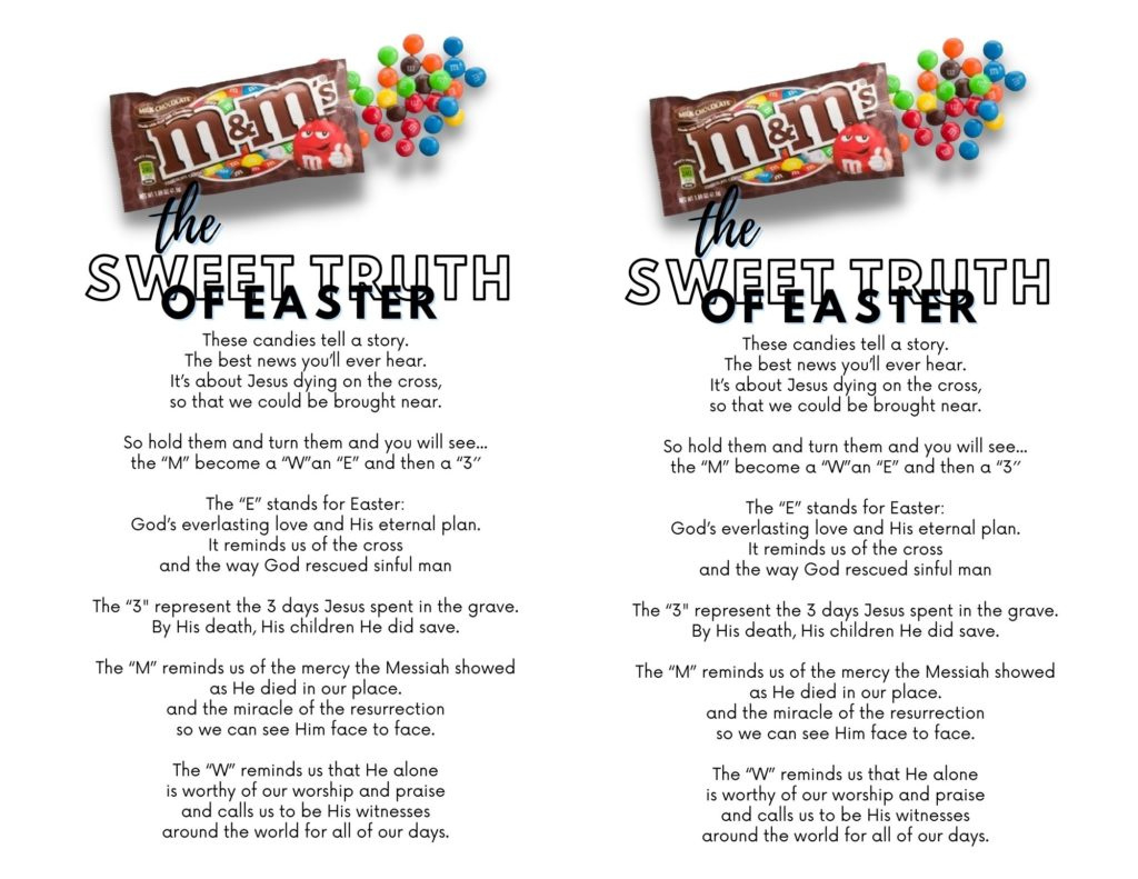 M&amp;amp;M Easter Poem For Kids [Free Printable] Short Religious Rhyming in Free Printable Easter Speeches For Youth