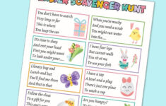 Outdoor Easter Egg Hunt Clues + Free Printable within Printable Easter Eggs Scavenger Hunt Riddles Outside