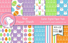 Printable Easter Digital Paper Pack, Spring Easter Bunny Eggs with regard to Printable Easter Paper