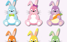 Sweet Easter Bunnies Clip Art. 6 Rabbits 6. Colorful Bunny With inside Printable Bunnies Easter
