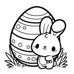 Sweet Easter Bunny With A Huge Easter Egg: Simple Coloring Page (Free) inside Easter Pictures To Color Printable