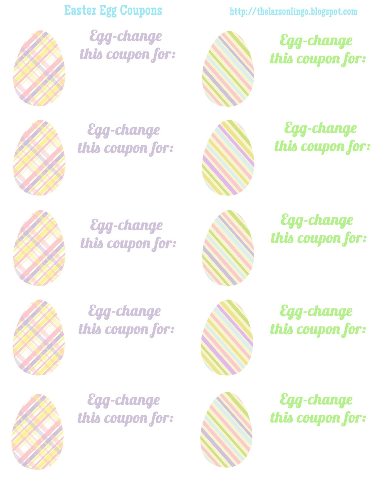 The Larson Lingo: Easter Egg Coupons {Free Printable} within Easter Printable Coupons