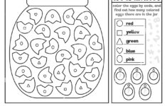 Vector Black And White Easter Coloring And Math Puzzle With Jar intended for Easter Eggs Puzzle Printable